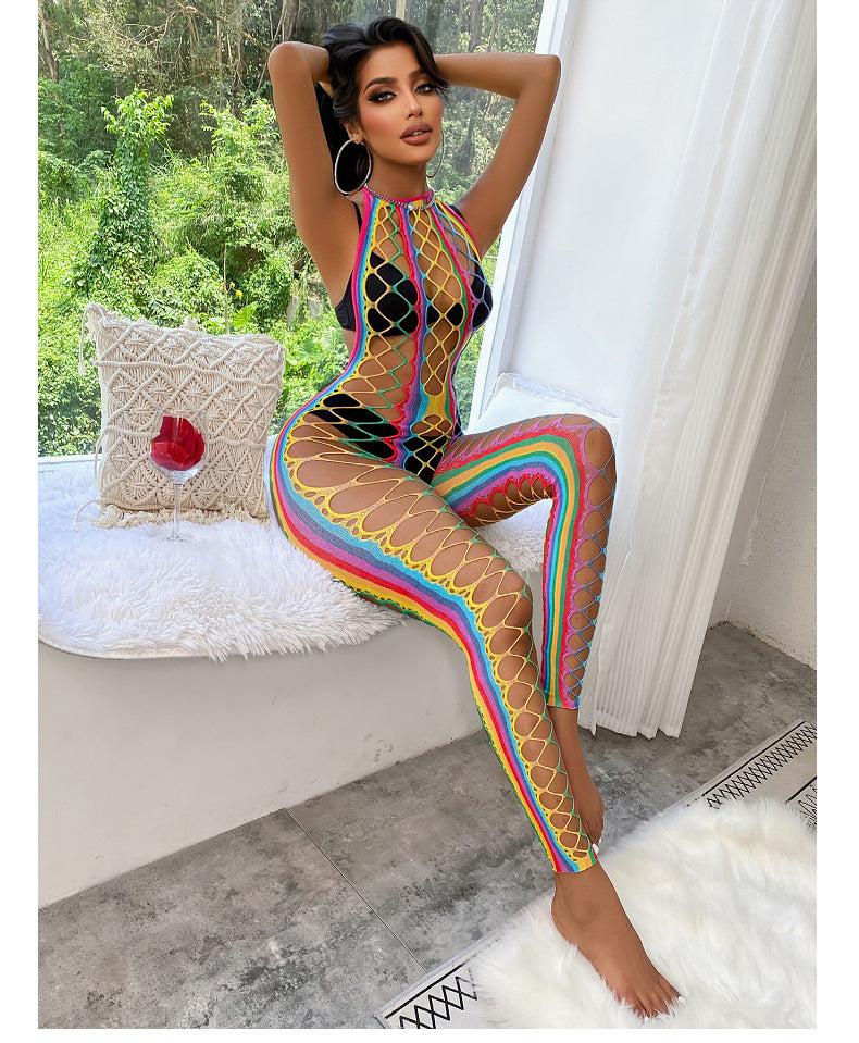 LADIES RAINBOW SWIMWEAR BODYSTOCKING LINGERIE RAINBOW (ONE SIZE)