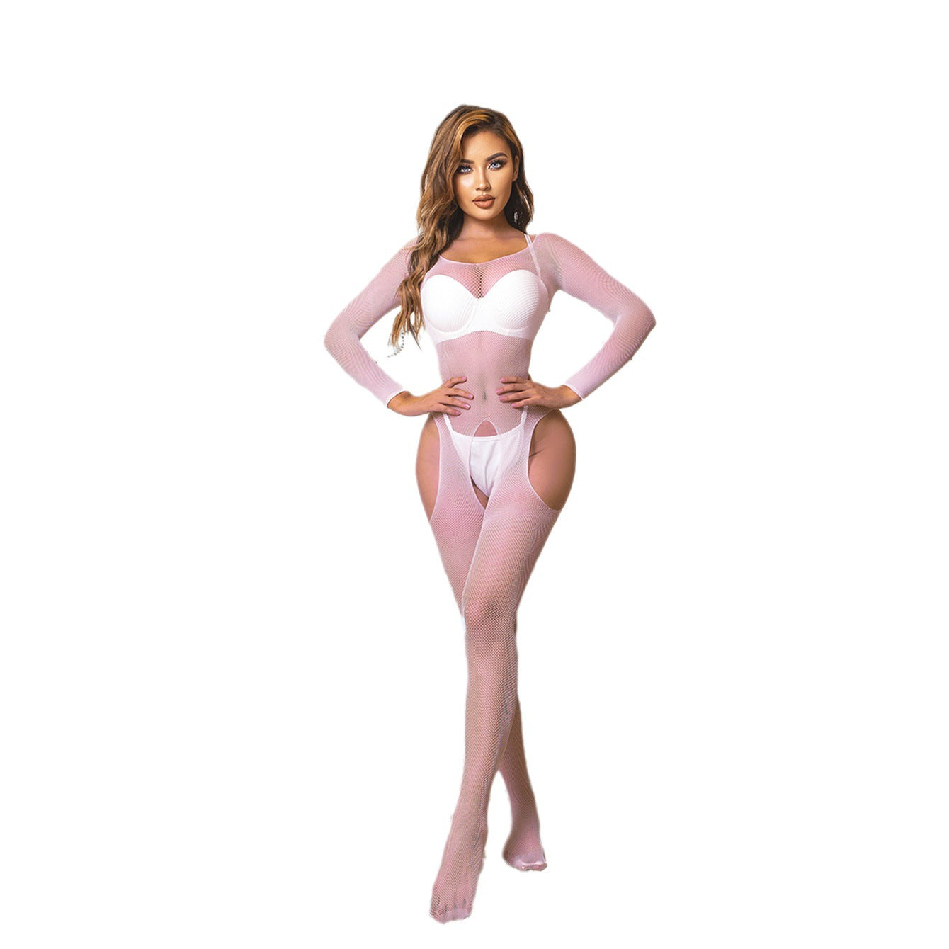 LADIES ONE PIECE BODYSTOCKING LINGERIE PINK (ONE SIZE)