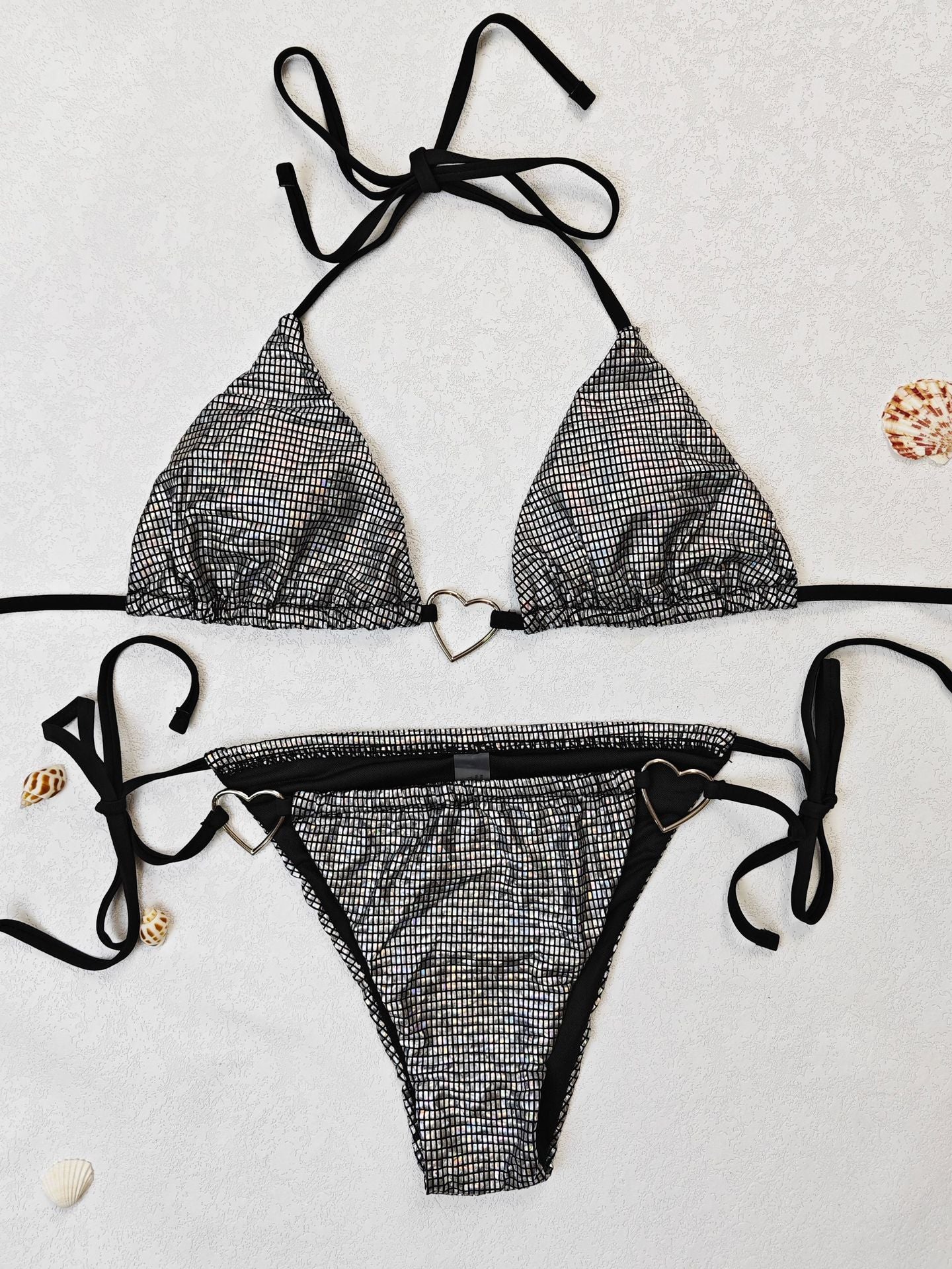 LADIES TWO PIECE BIKINI SWIMSUIT SWIMWEAR BLACK/PINK/GREEN (SIZE S-L)