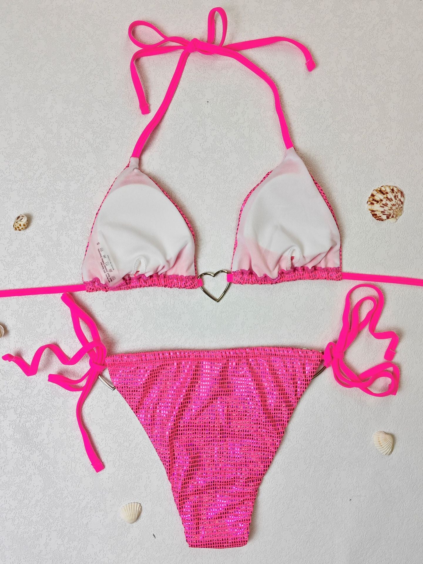 LADIES TWO PIECE BIKINI SWIMSUIT SWIMWEAR BLACK/PINK/GREEN (SIZE S-L)