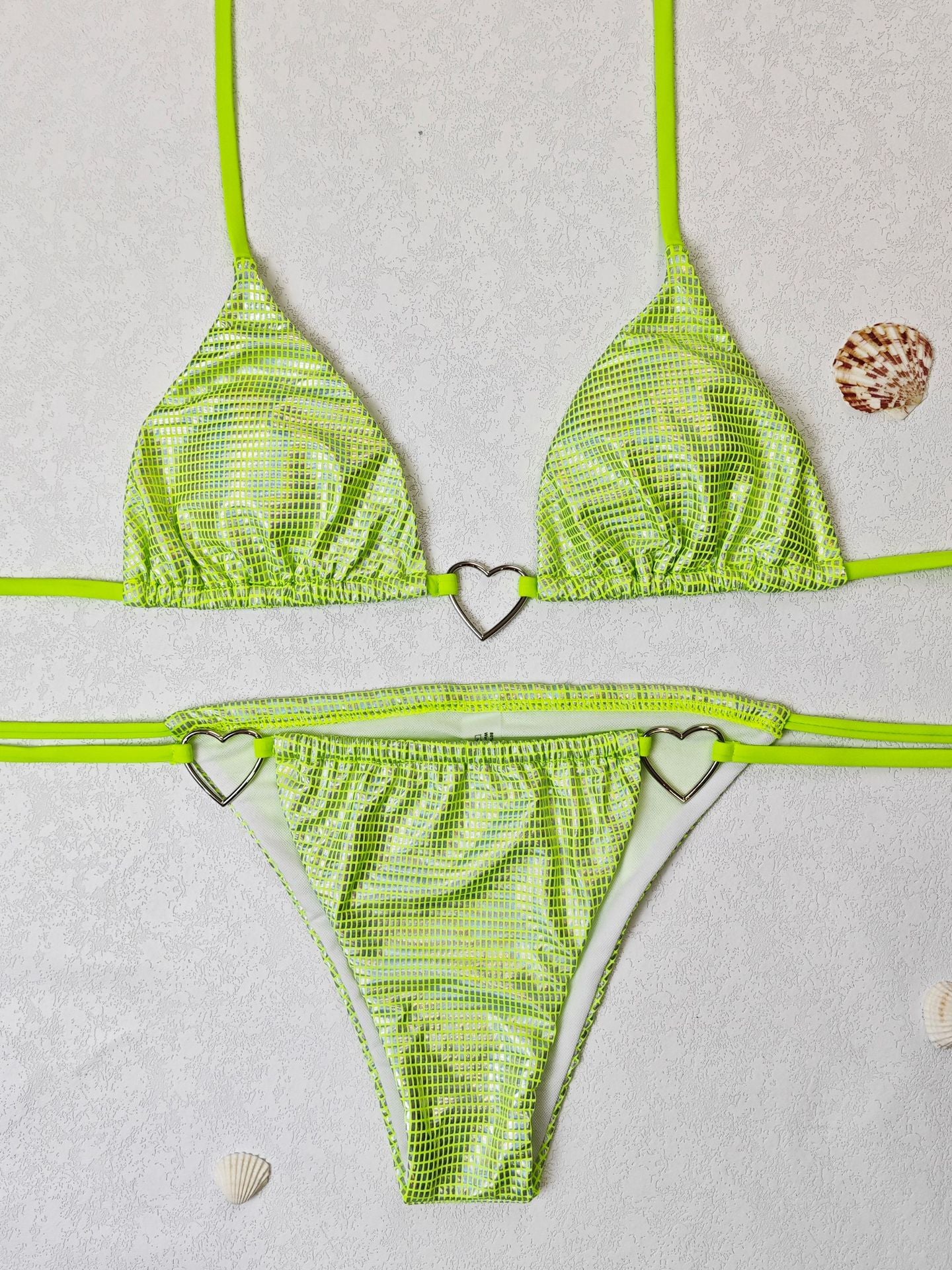 LADIES TWO PIECE BIKINI SWIMSUIT SWIMWEAR BLACK/PINK/GREEN (SIZE S-L)