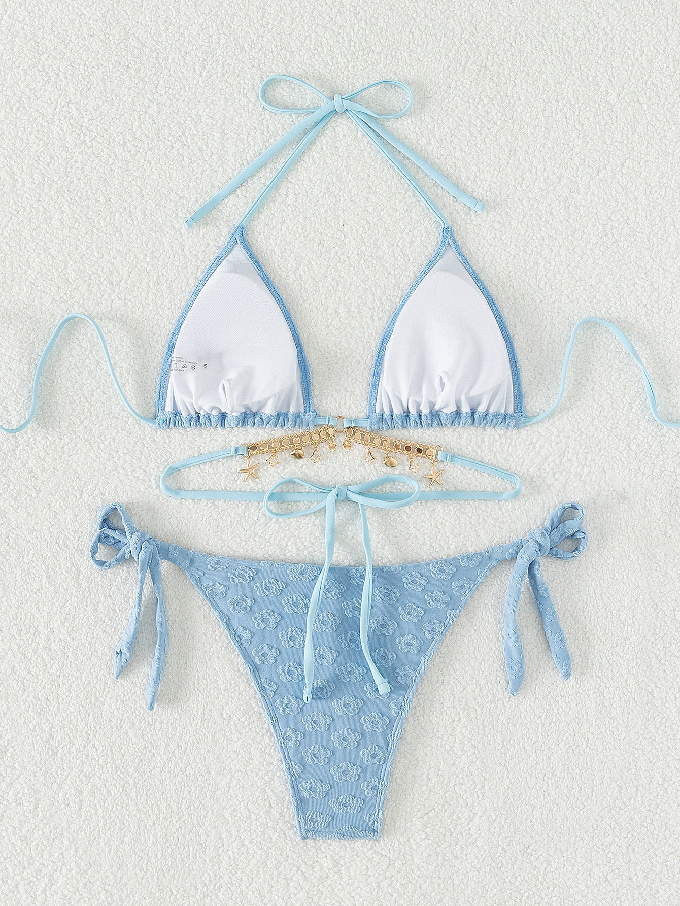 LADIES TWO PIECE BIKINI SWIMSUIT SWIMWEAR BLUE (SIZE S-L)
