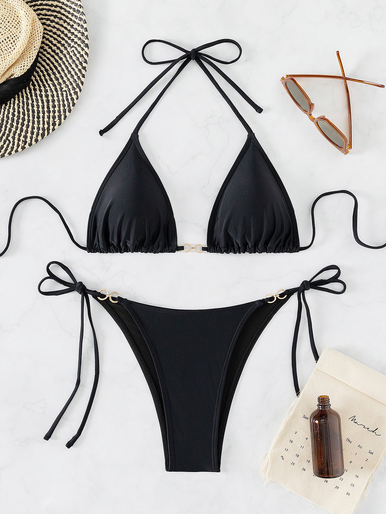 LADIES TWO PIECE BIKINI SWIMWEAR COLOUR AS SHOWN (SIZE XS-L)