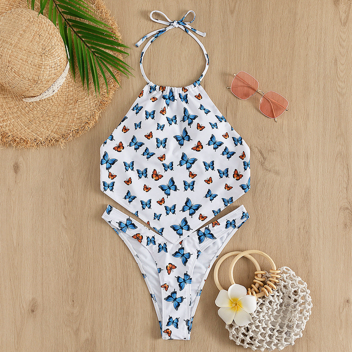 LADIES HALTERNECK TWO PIECE BIKINI SWIMWEAR (SIZE S-L)