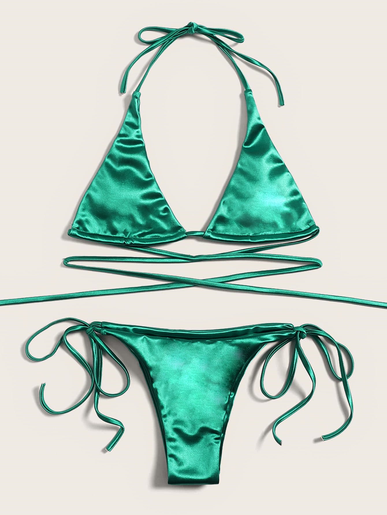 LADIES TWO PIECE BIKINI SWIMWEAR GREEN (SIZE S-XL)