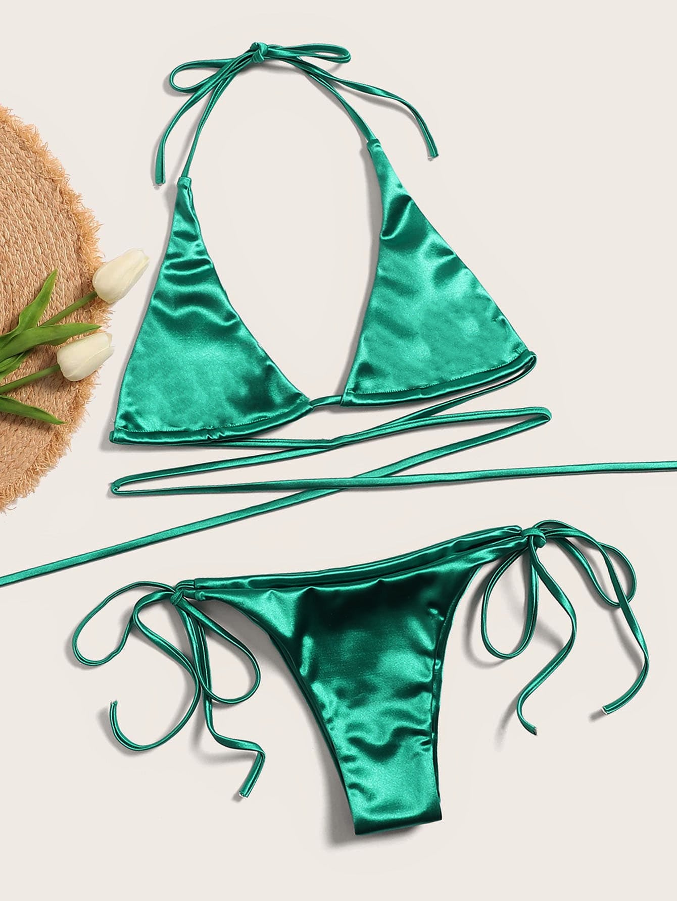 LADIES TWO PIECE BIKINI SWIMWEAR GREEN (SIZE S-XL)