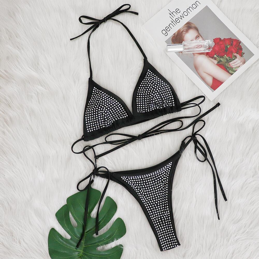 LADIES TWO PIECE BIKINI SWIMWEAR BLACK (SIZE S-L)