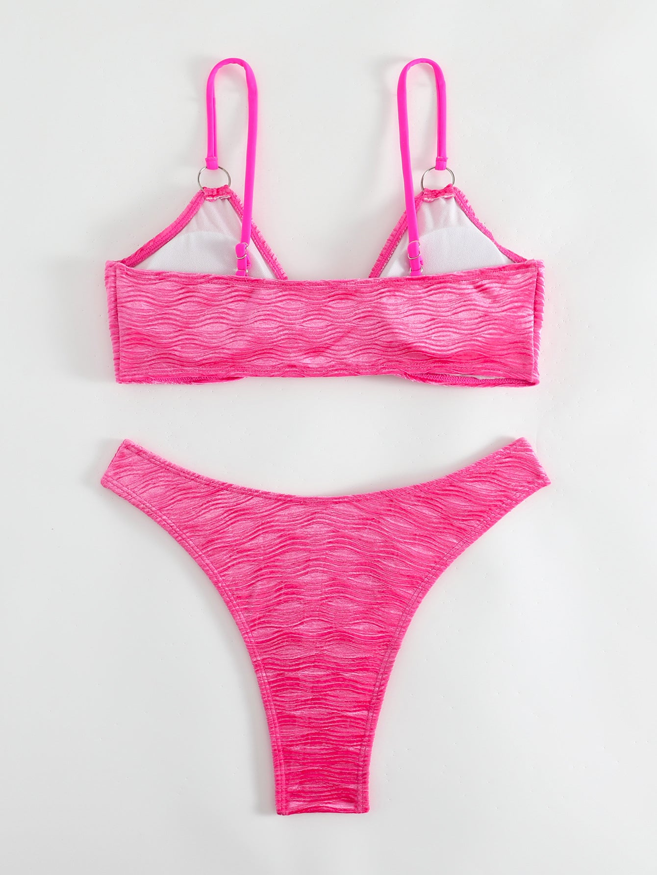 LADIES TWO PIECE BIKINI SWIMWEAR PINK / BLACK (SIZE S-L)
