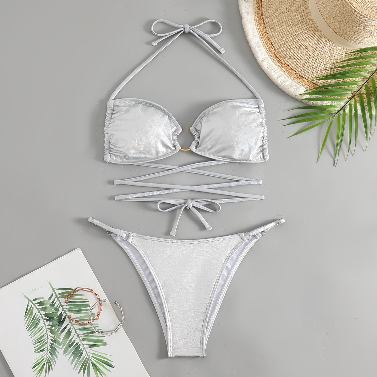 LADIES TWO PIECE BIKINI SWIMWEAR WHITE (SIZE S-L)