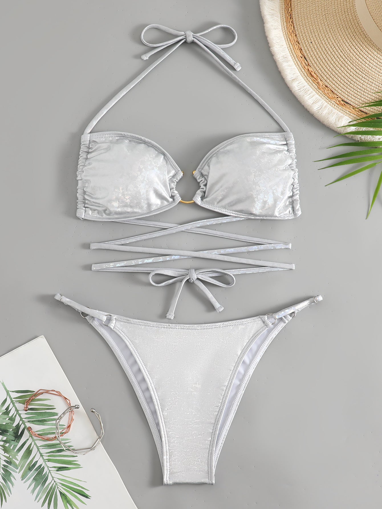 LADIES TWO PIECE BIKINI SWIMWEAR WHITE (SIZE S-L)
