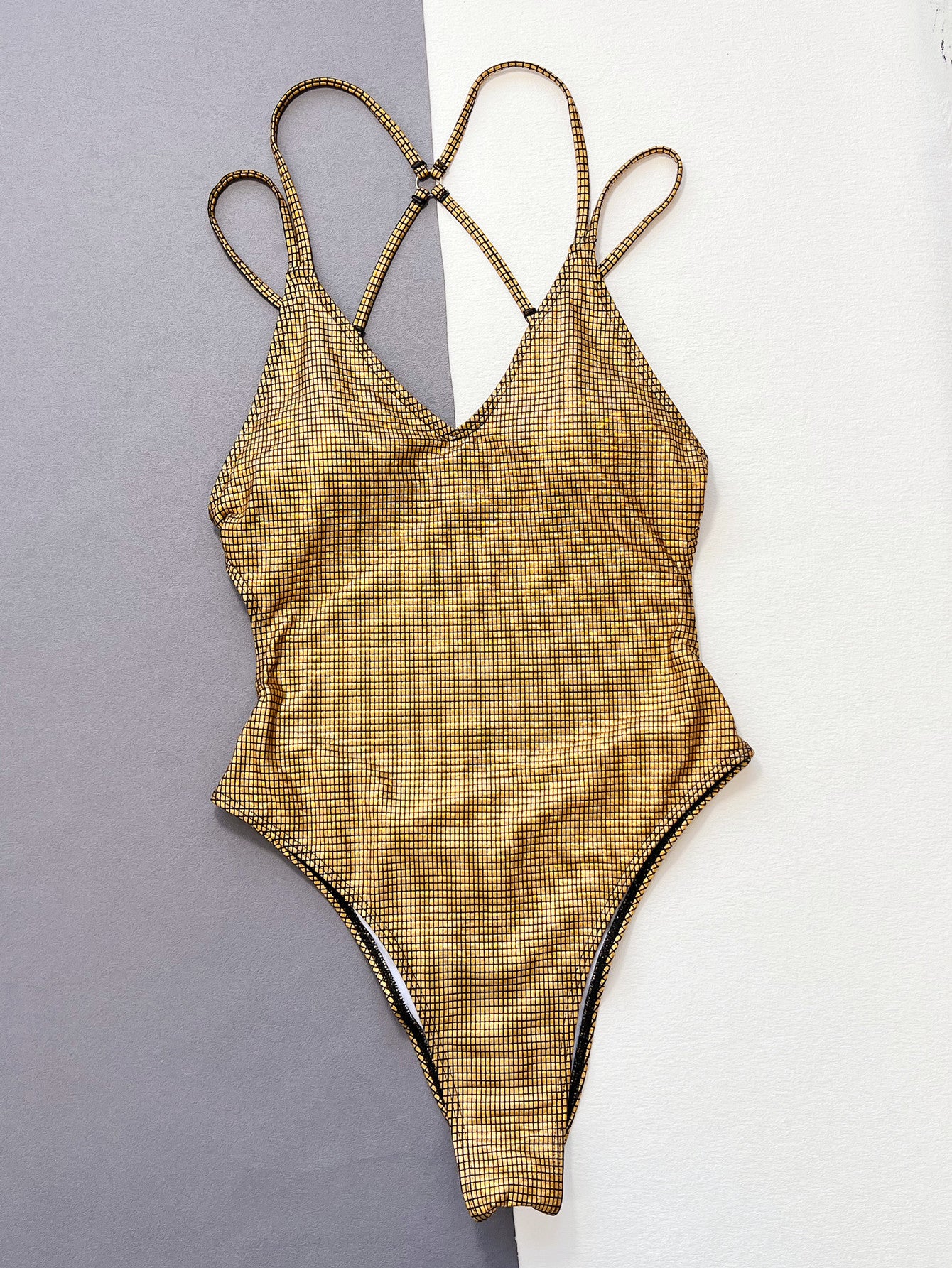 LADIES ONE PIECE SWIMSUIT SWIMWEAR GOLD (SIZE S-L)