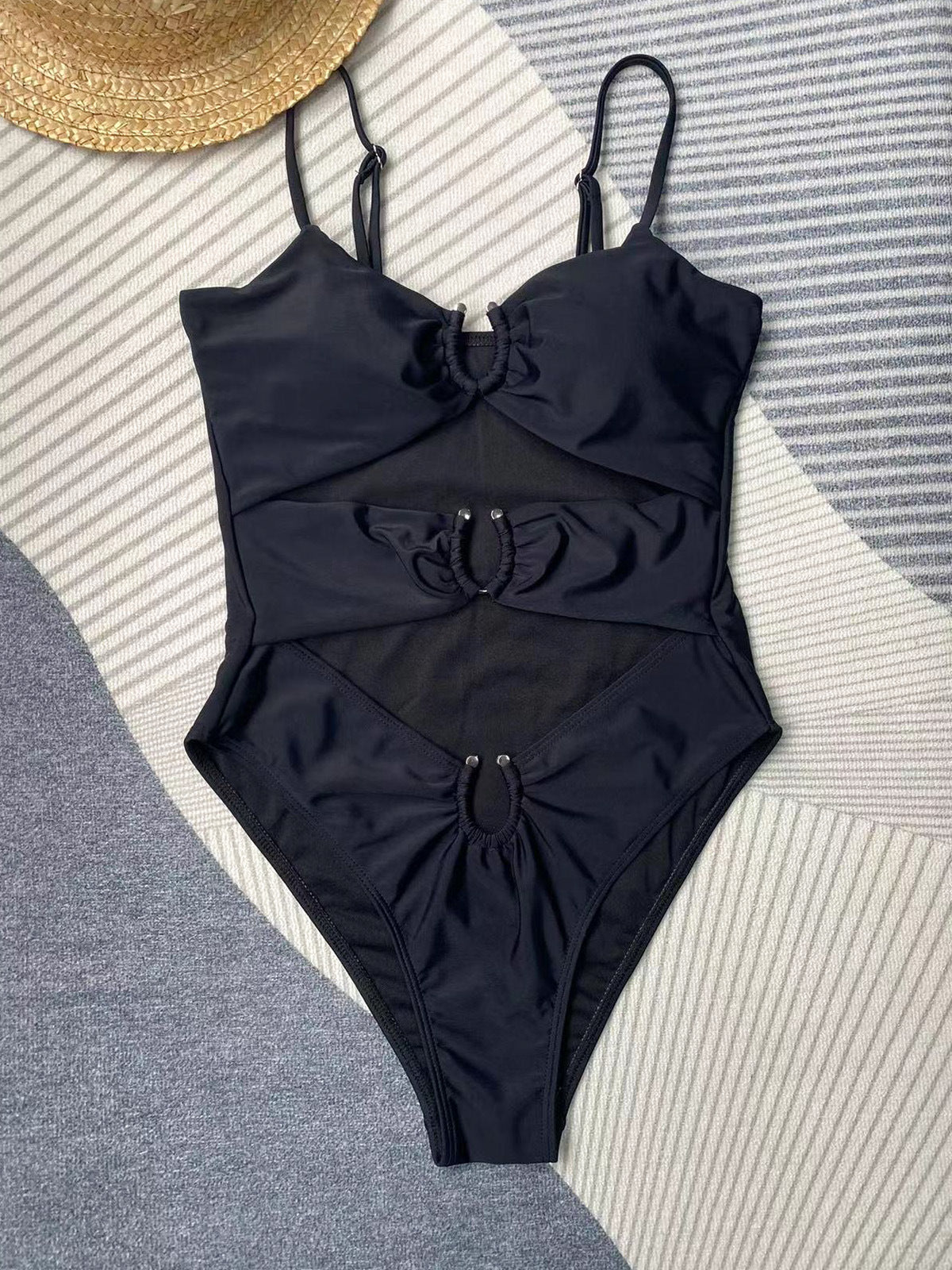 LADIES ONE PIECE SWIMSUIT SWIMWEAR BLACK / WHITE (SIZE S-L)