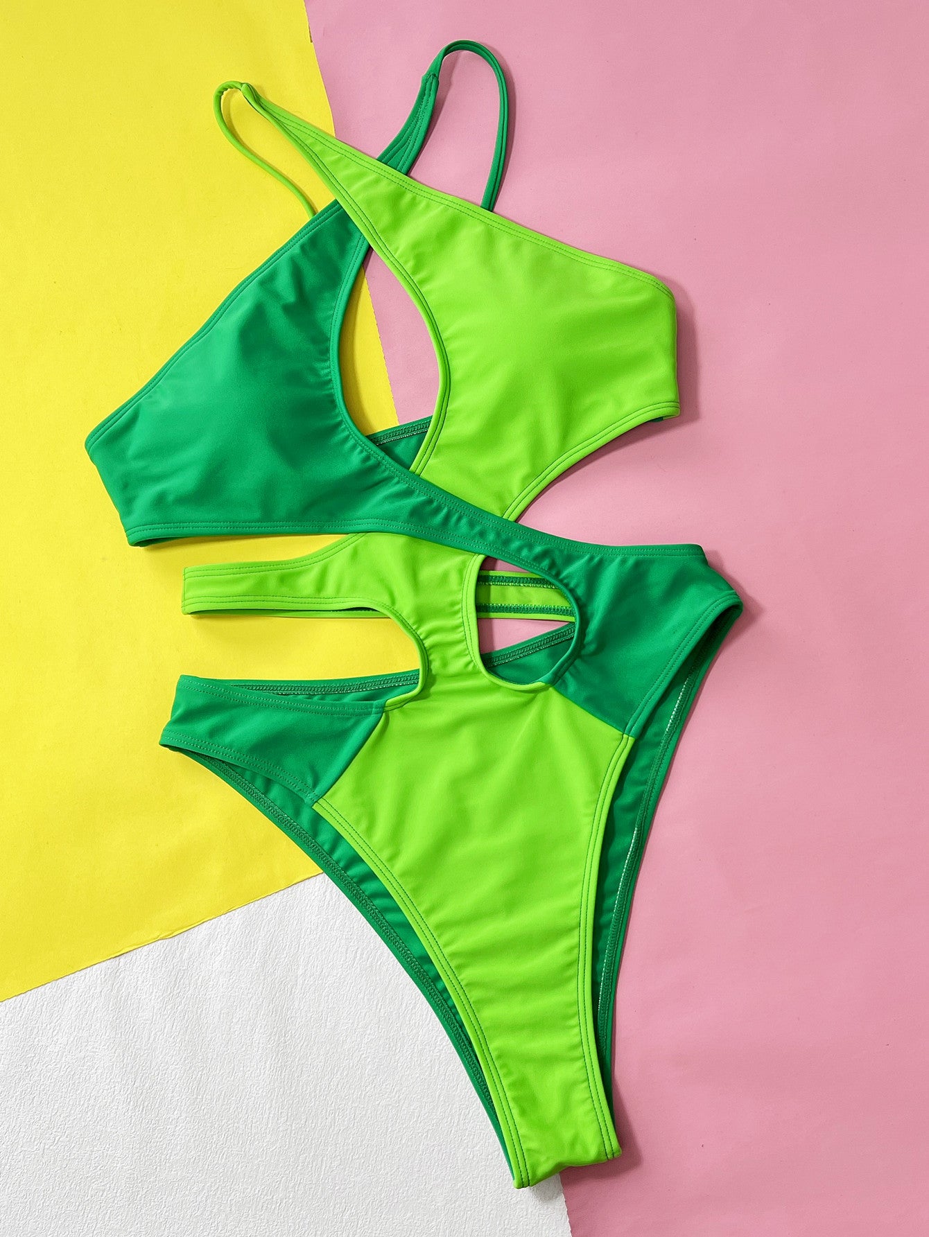 LADIES ONE PIECE SWIMSUIT SWIMWEAR GREEN (SIZE S-L)