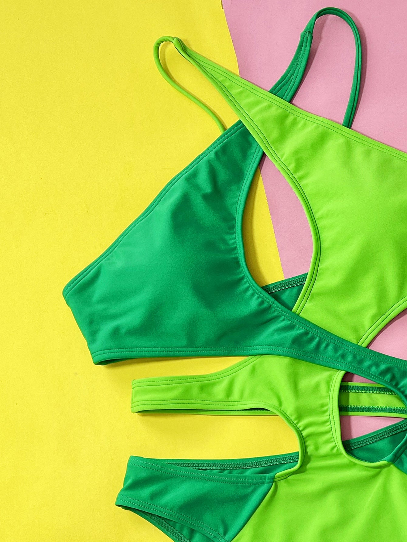 LADIES ONE PIECE SWIMSUIT SWIMWEAR GREEN (SIZE S-L)