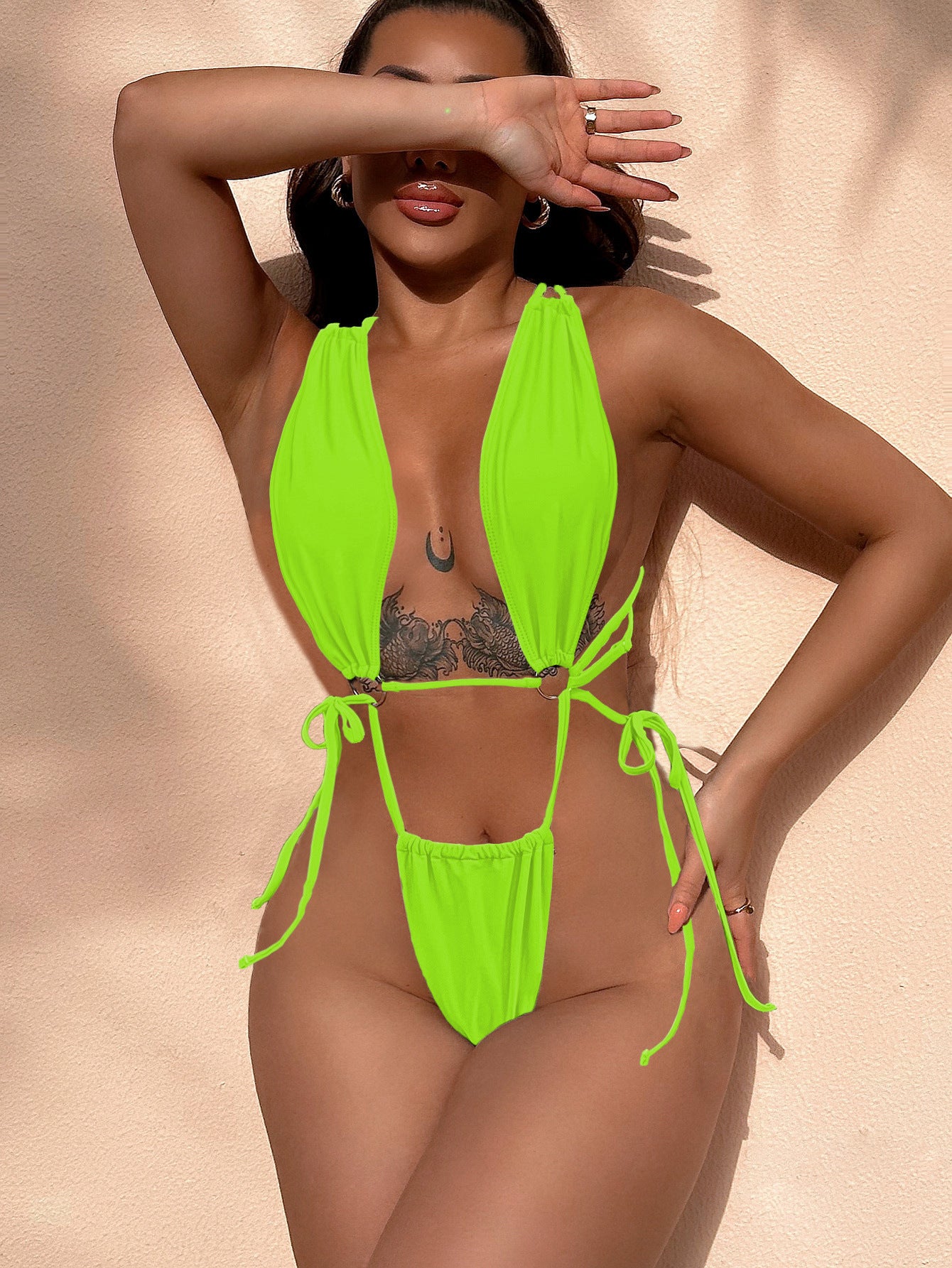 LADIES ONE PIECE SWIMSUIT SWIMWEAR BLACK / WHITE / GREEN / PINK (SIZE S-XL)