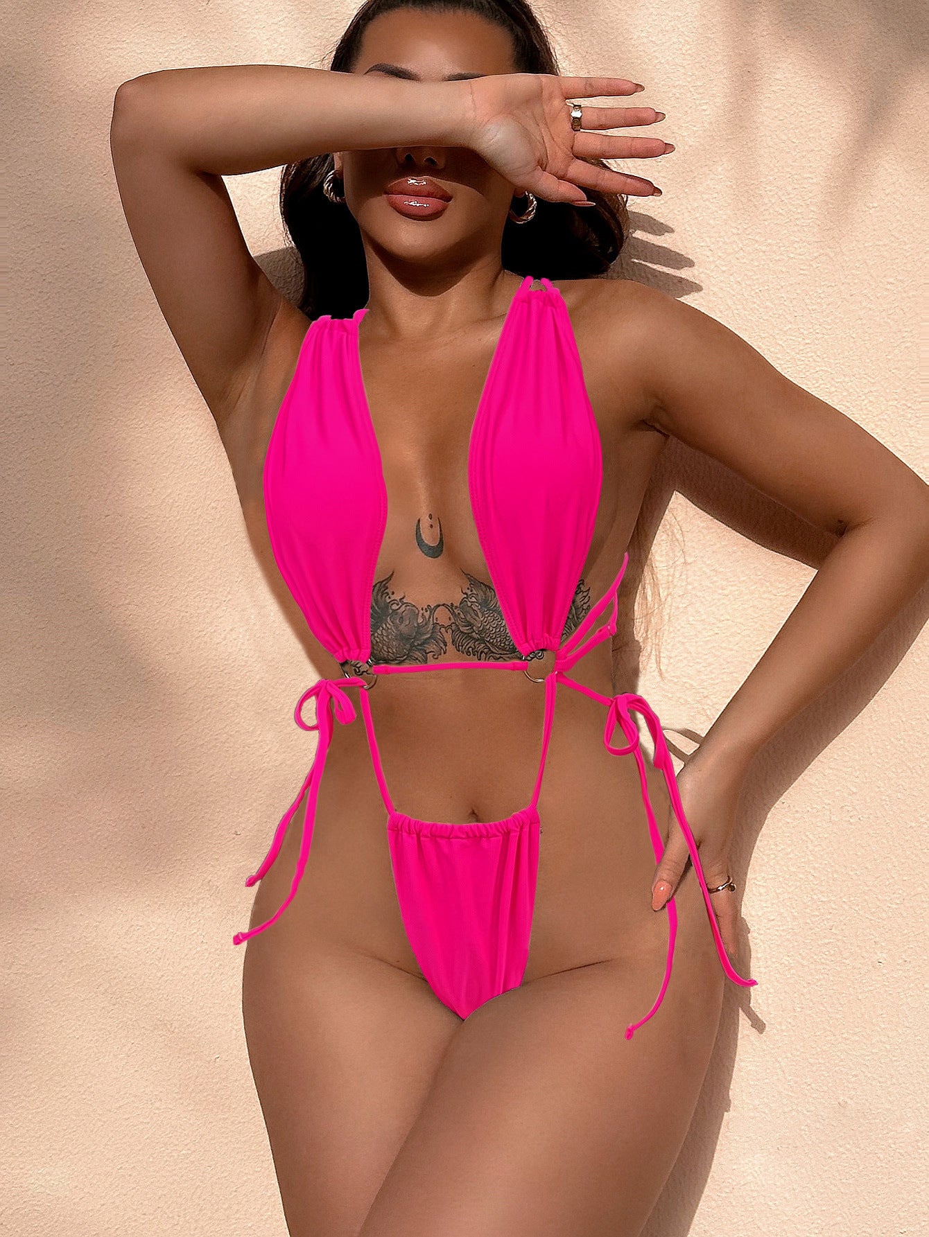 LADIES ONE PIECE SWIMSUIT SWIMWEAR BLACK / WHITE / GREEN / PINK (SIZE S-XL)