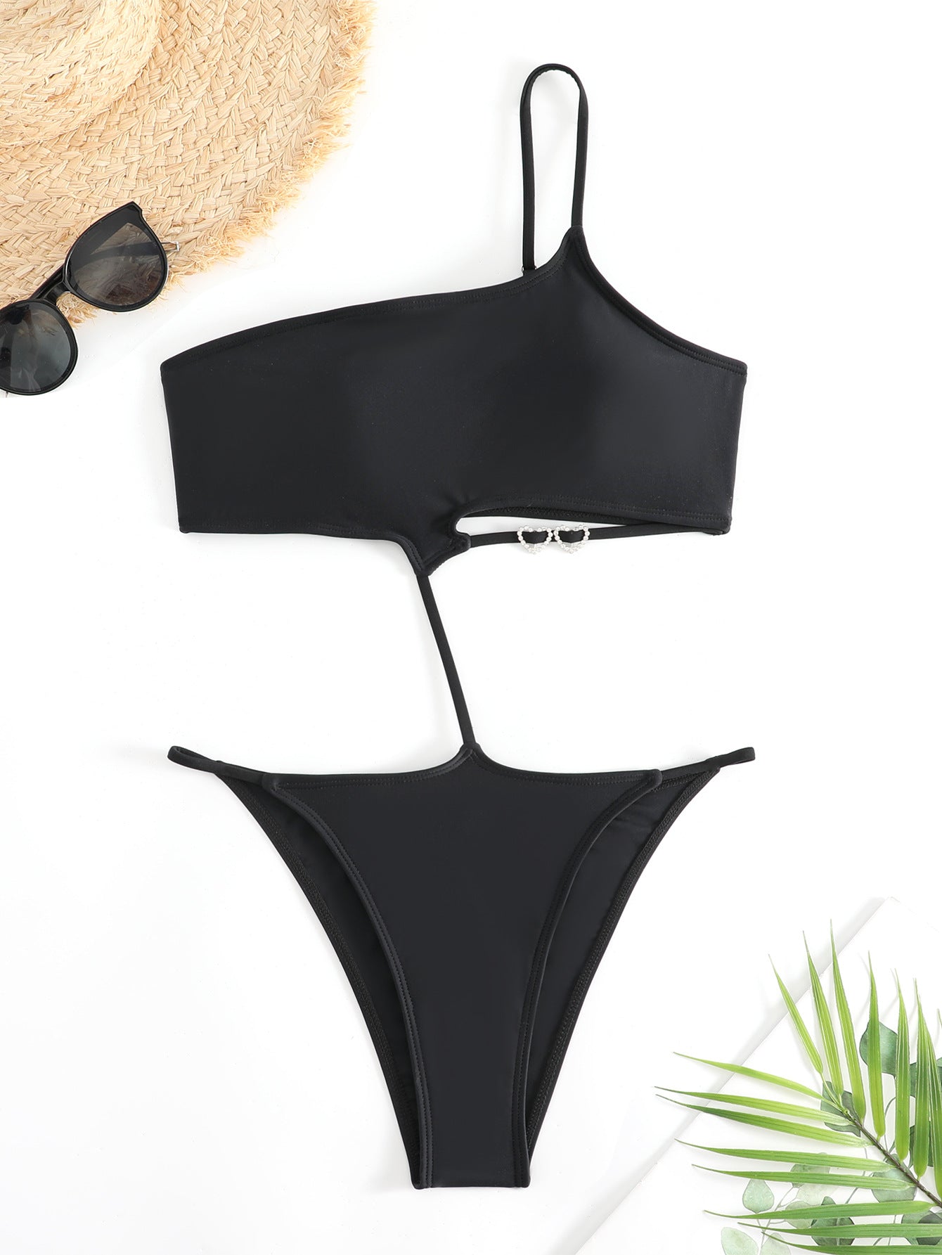 LADIES ONE PIECE SWIMSUIT SWIMWEAR BLACK (SIZE S-L)