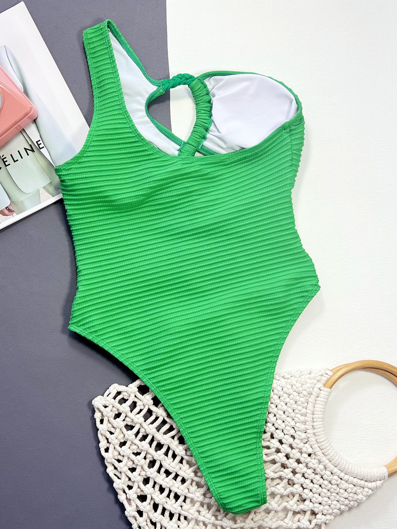 LADIES ONE PIECE SWIMSUIT SWIMWEAR GREEN (SIZE S-L)