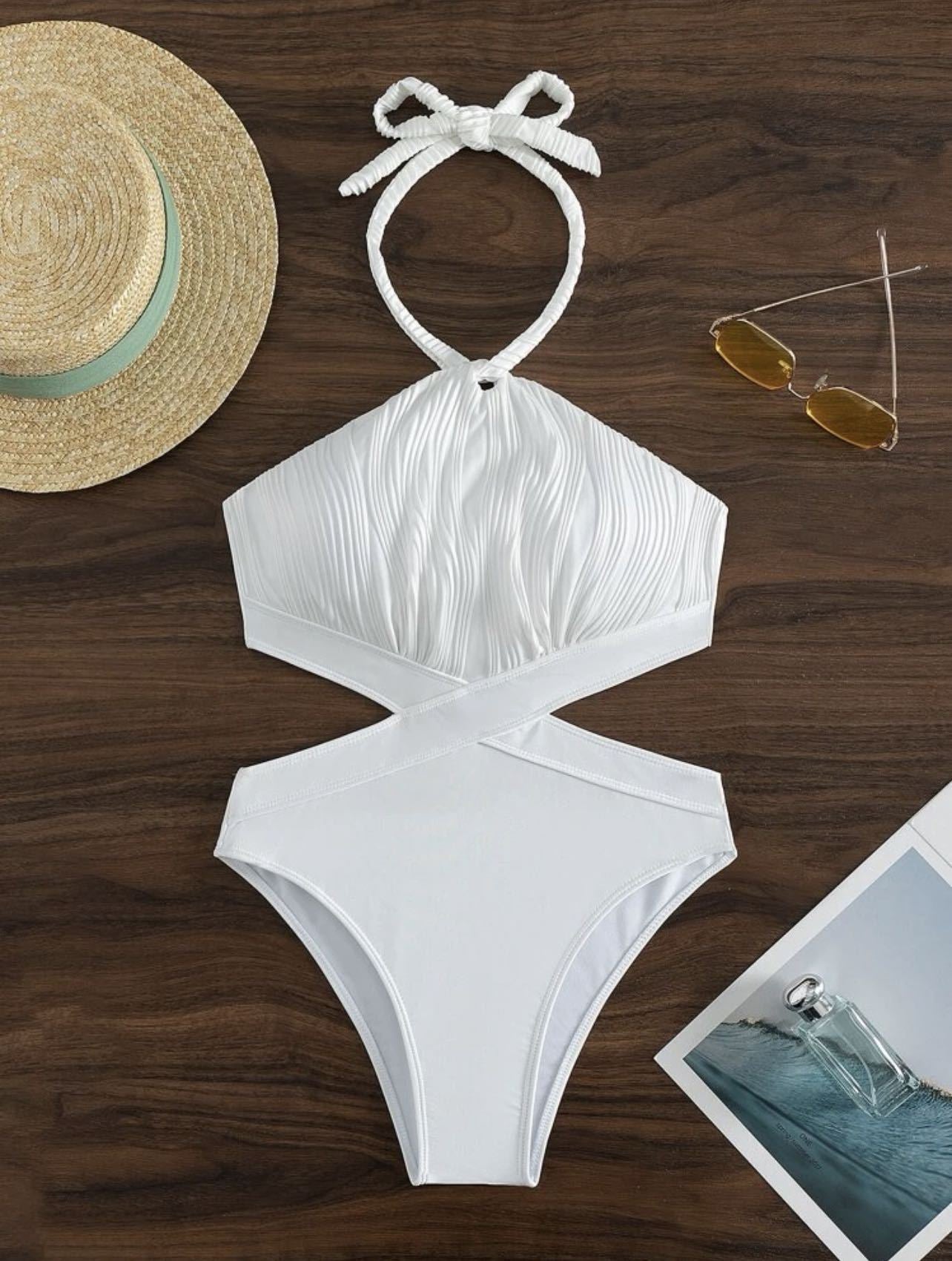 LADIES ONE PIECE SWIMSUIT SWIMWEAR WHITE / BKLACK (SIZE S-L)
