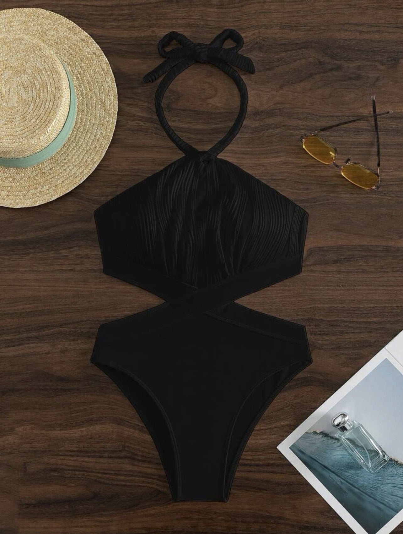 LADIES ONE PIECE SWIMSUIT SWIMWEAR WHITE / BKLACK (SIZE S-L)
