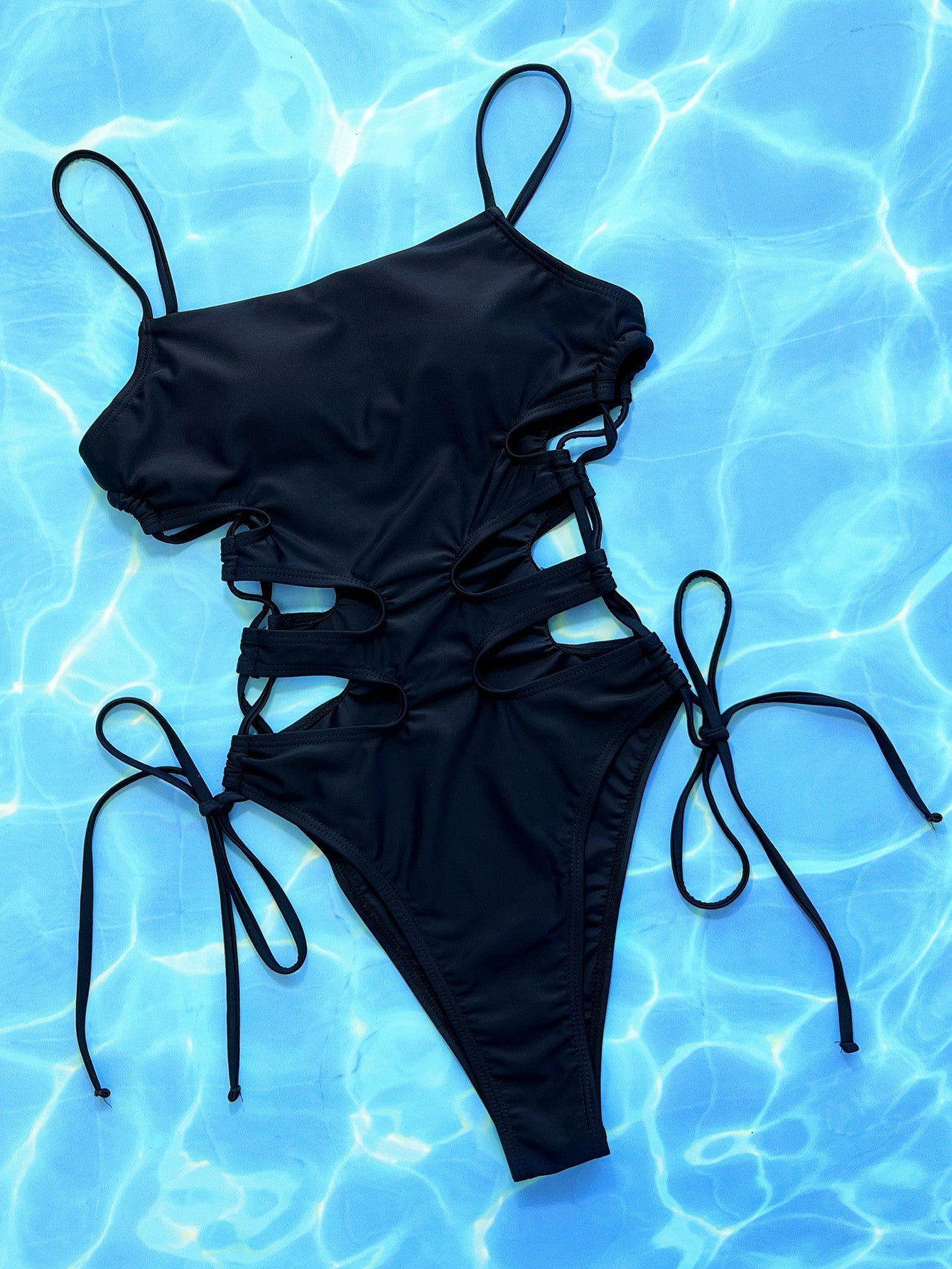 LADIES ONE PIECE SWIMSUIT SWIMWEAR BLACK (SIZE S-L)