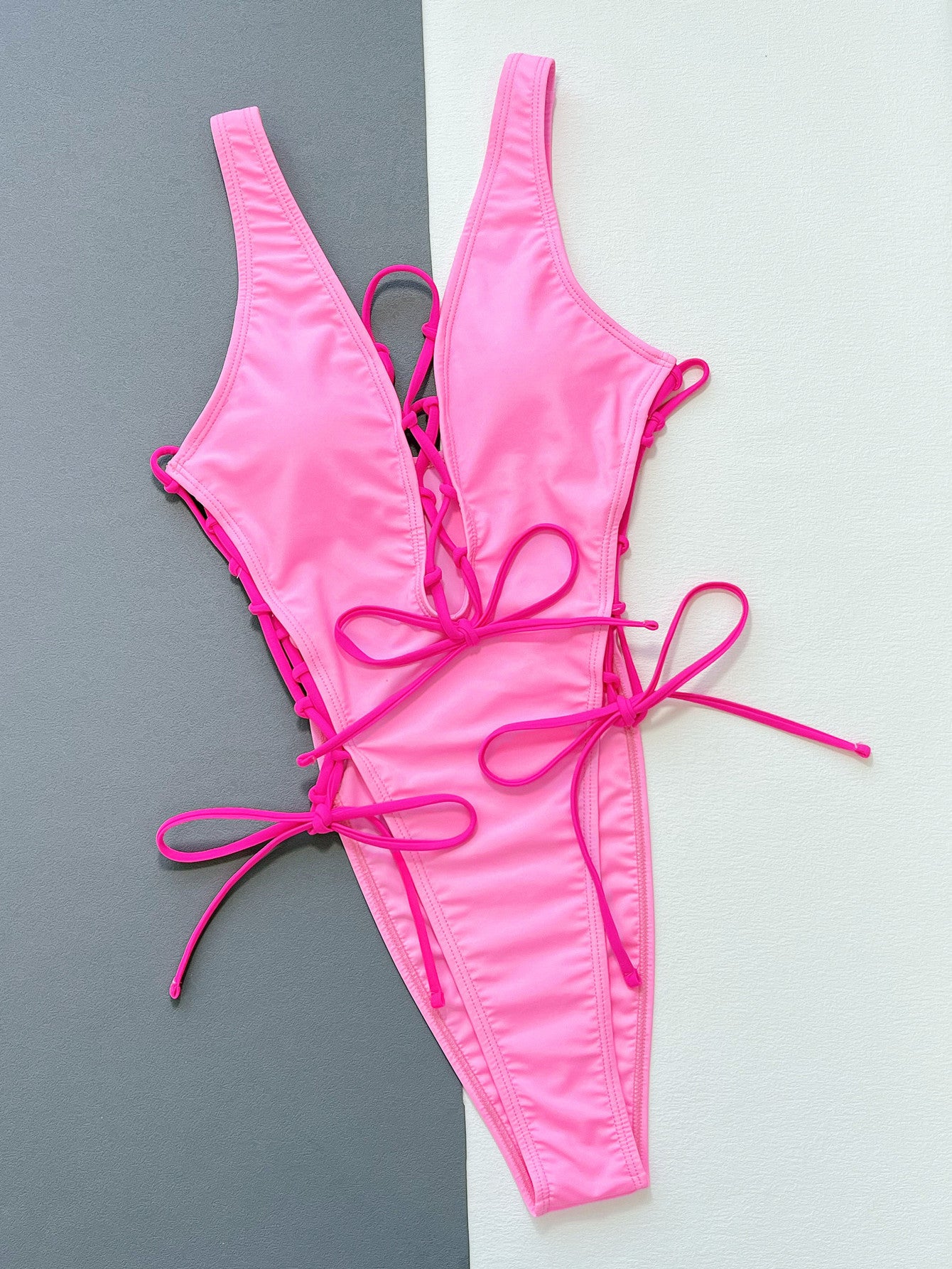 LADIES ONE PIECE SWIMSUIT SWIMWEAR PINK (SIZE S-L)