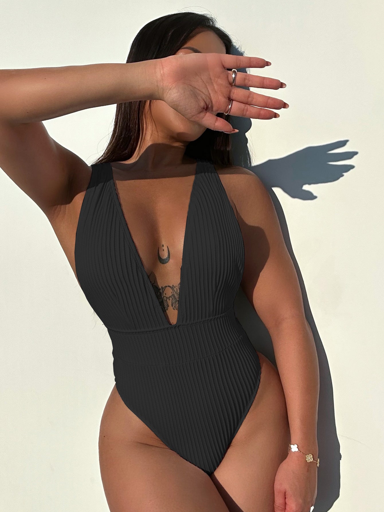 LADIES ONE PIECE SWIMSUIT SWIMWEAR PINK / WHITE / BLACK (SIZE S-L)