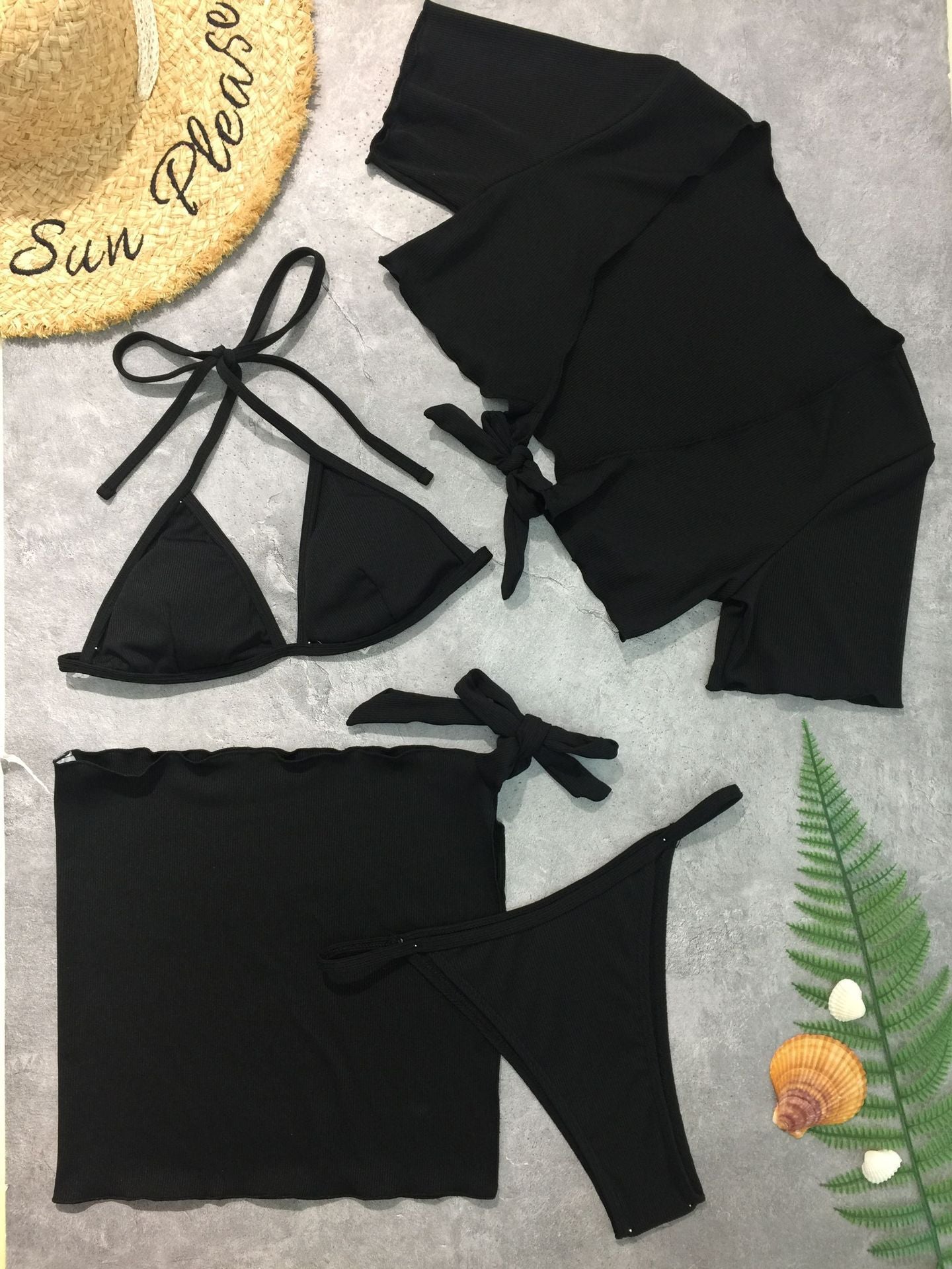 LADIES FOUR PIECE SWIMSUIT SET VARIOUS COLOURS (SIZE S-XL)
