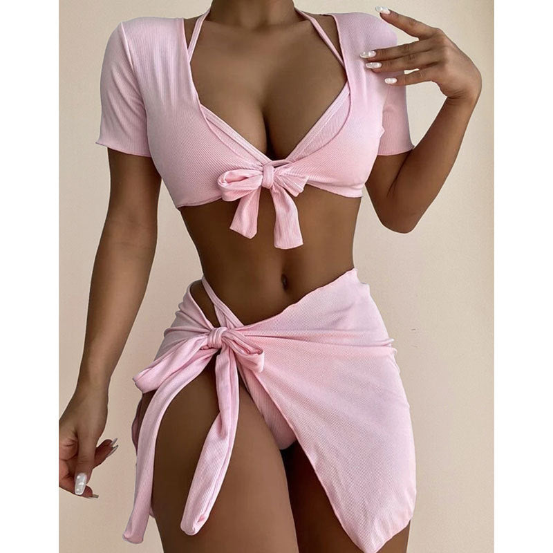 LADIES FOUR PIECE SWIMSUIT SET VARIOUS COLOURS (SIZE S-XL)