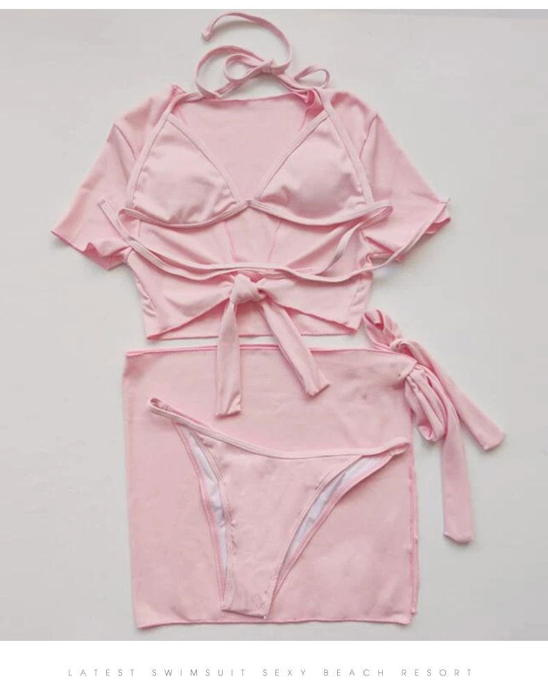LADIES FOUR PIECE SWIMSUIT SET VARIOUS COLOURS (SIZE S-XL)