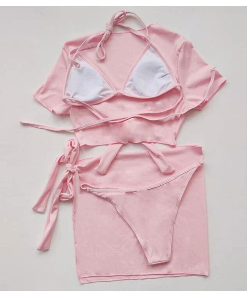 LADIES FOUR PIECE SWIMSUIT SET VARIOUS COLOURS (SIZE S-XL)