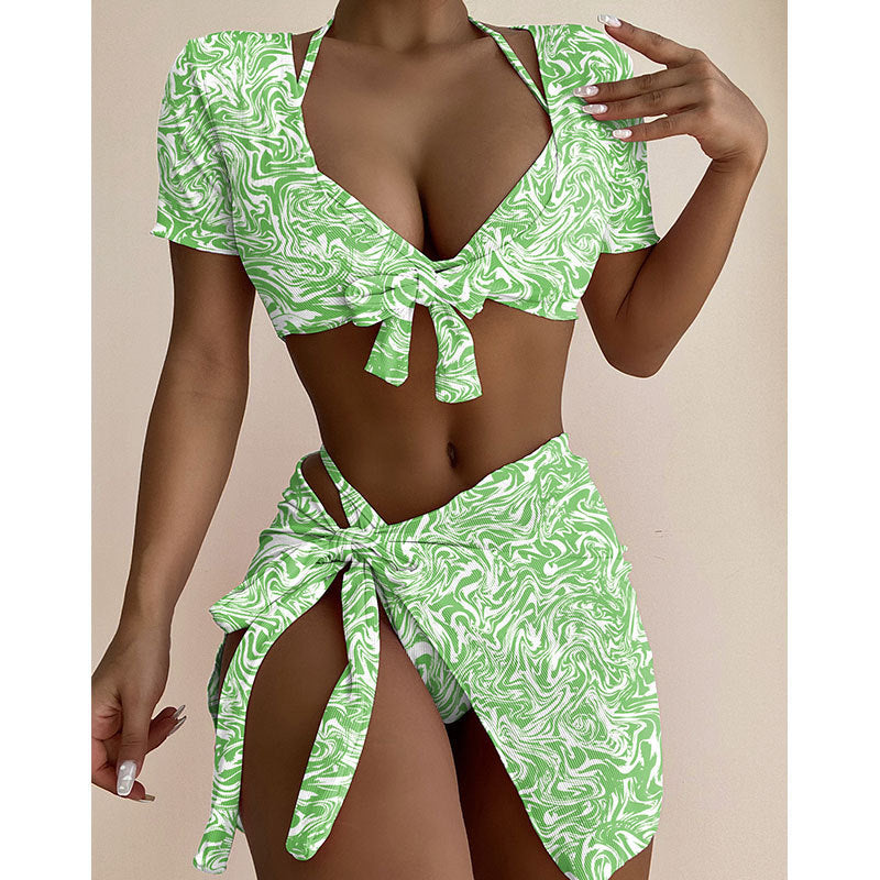 LADIES FOUR PIECE SWIMSUIT SET VARIOUS COLOURS (SIZE S-XL)
