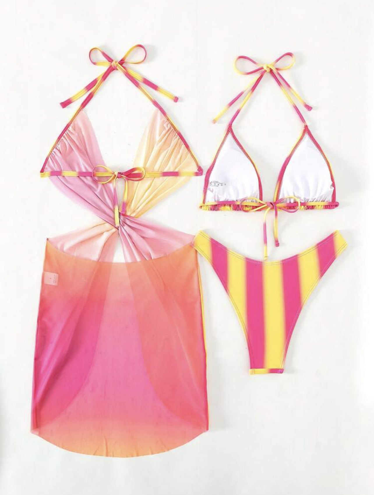 LADIES THREE PIECE SWIMSUIT SWIMWEAR SET VARIOUS COLOURS (SIZE S-L)