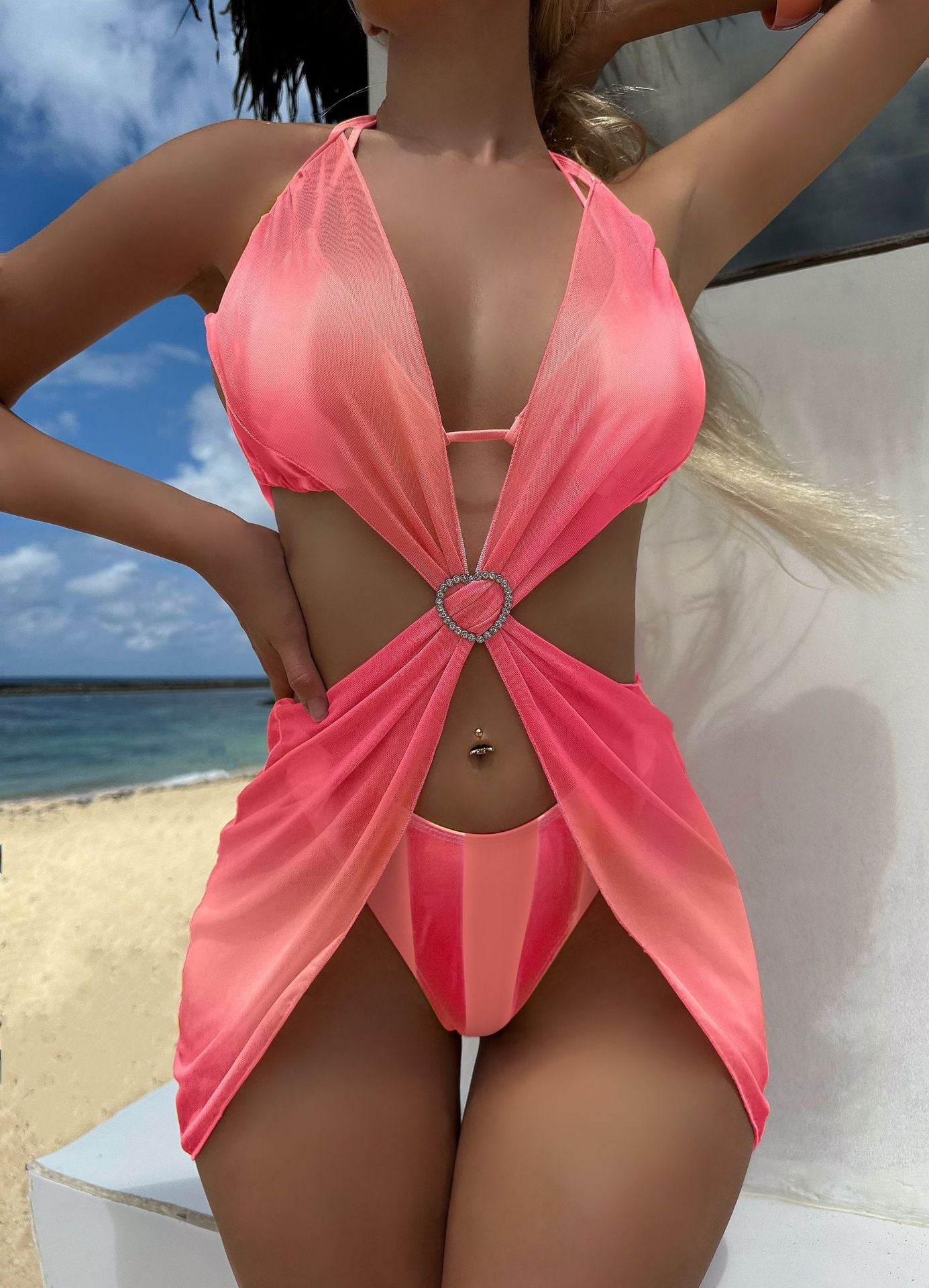 LADIES THREE PIECE SWIMSUIT SWIMWEAR SET VARIOUS COLOURS (SIZE S-L)
