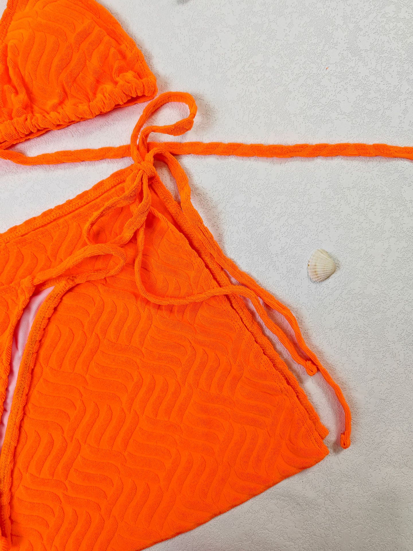 LADIES THREE PIECE SWIMSUIT & SKIRT SET ORANGE / GREEN (SIZE S-L)
