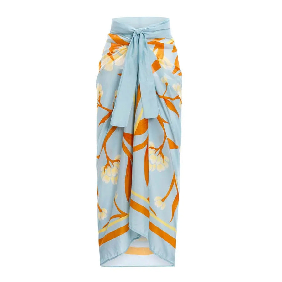 LADIES THREE PIECE SWIMSUIT & SKIRT SWIMWEAR COVER UP SET (SIZE S-XL)