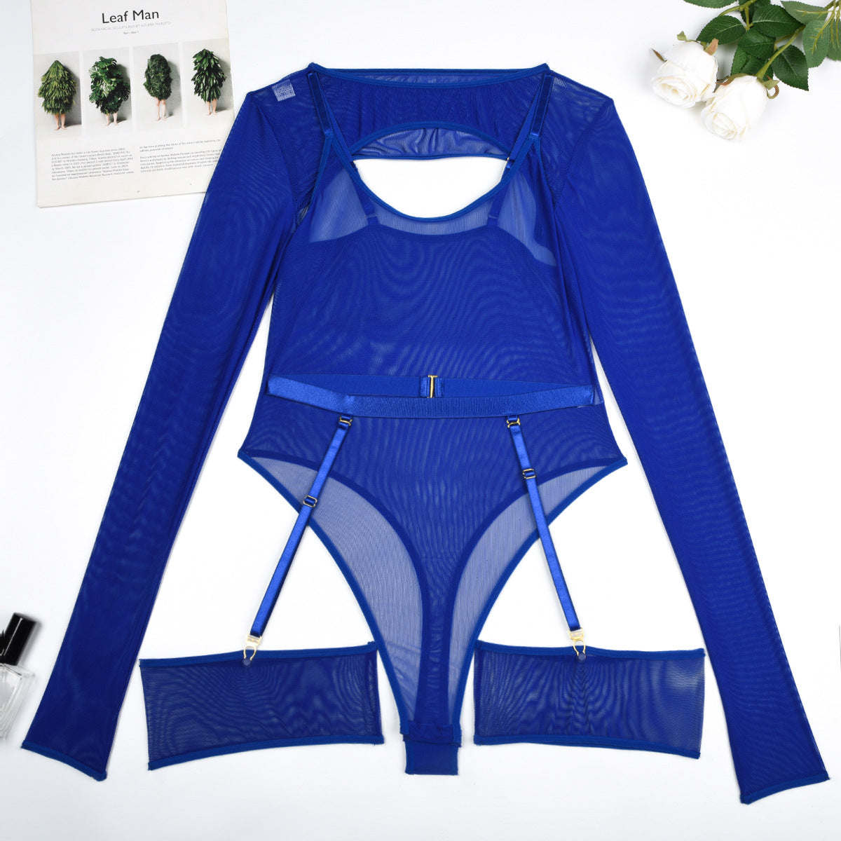 LADIES LONG SLEEVE LINGERIE SET VARIOUS COLOURS (SIZES S-L)