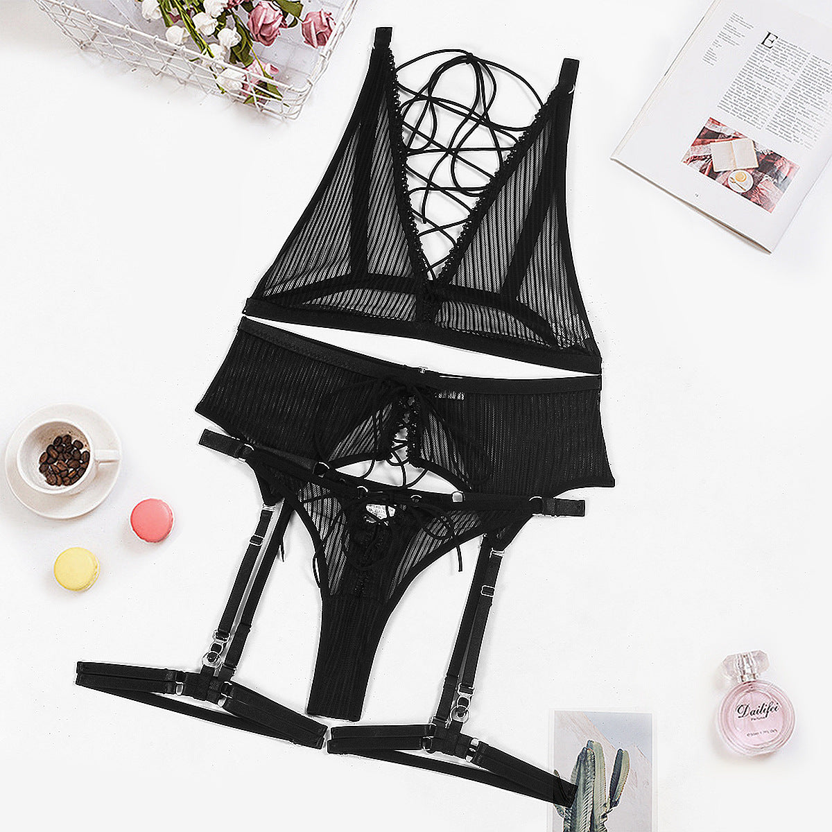 LADIES LINGERIE SET BLACK (SIZES S-L)
