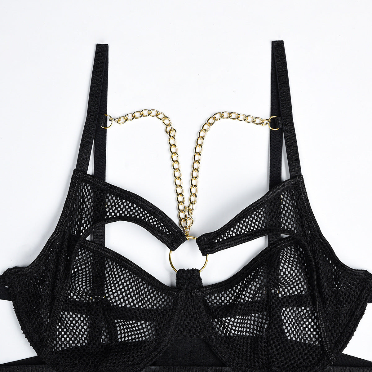 LADIES THREE PIECE LINGERIE SET BLACK / RED (SIZES S-L)