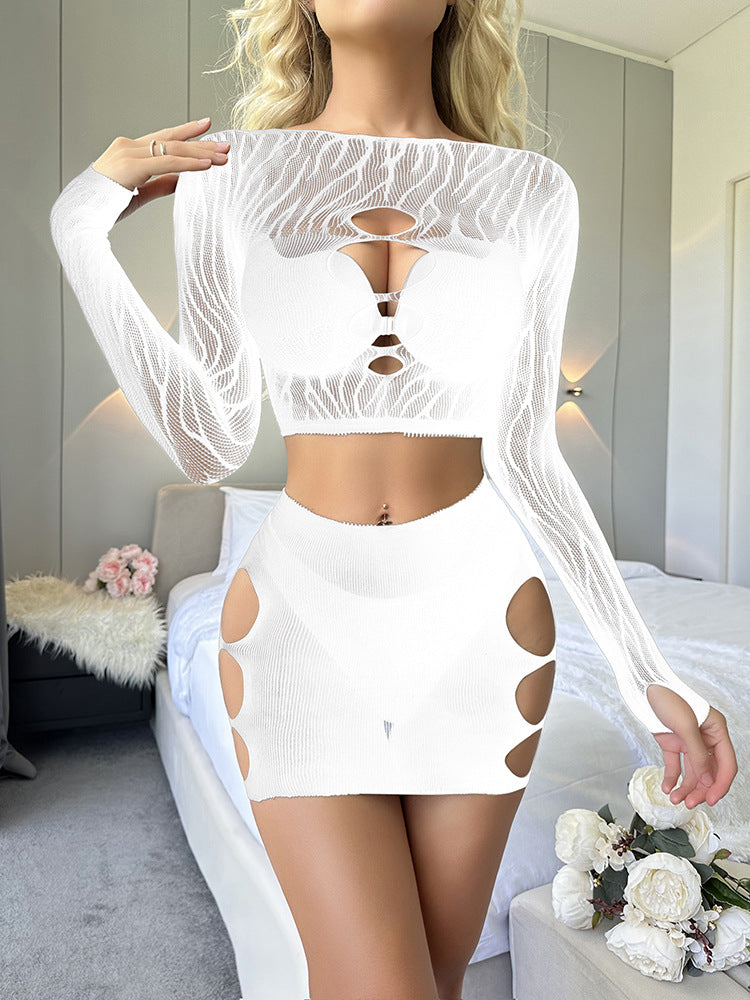 LADIES INTIMATE SEE-THROUGH LINGERIE SKIRT SET VARIOUS COLOURS (ONE SIZE)