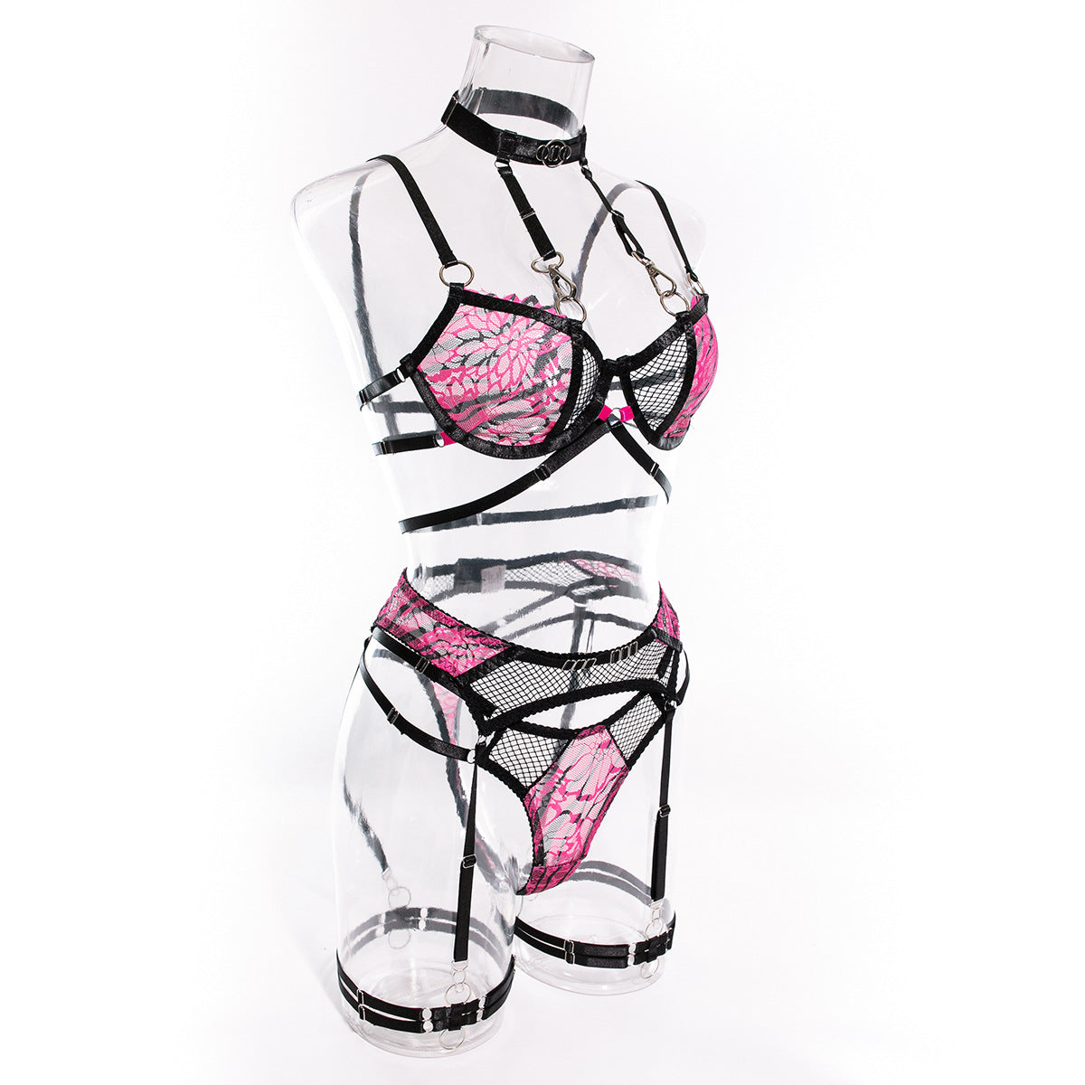 LADIES INTIMATE GARTER BELT LINGERIE SET BLACK (SIZE S-L)
