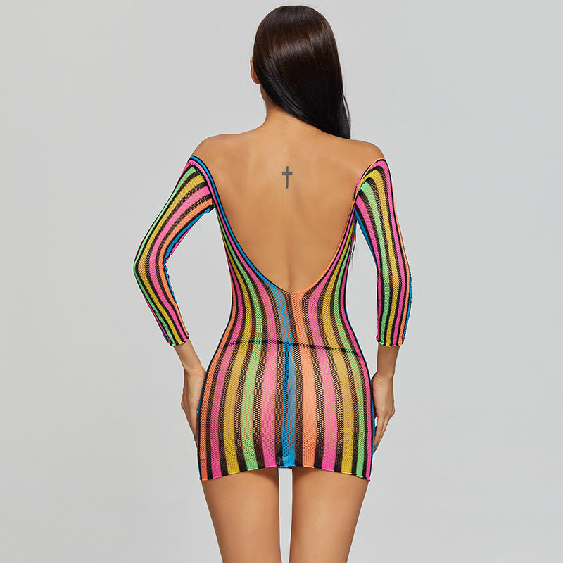 LADIES SEXY LONG SLEEVE LINGERIE DRESS (ONE SIZE)