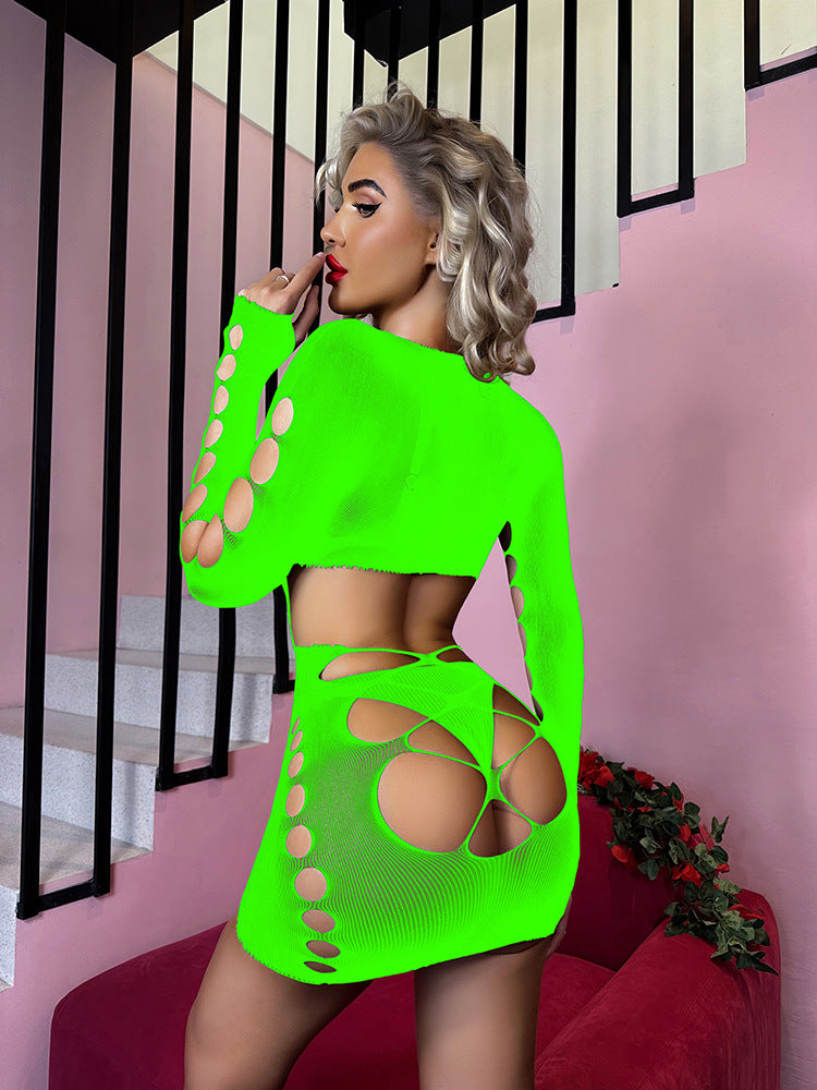 LADIES SEXY LONG SLEEVE LINGERIE DRESS DIFFERENT COLOURS (ONE SIZE)