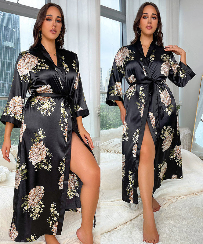 LADIES INTIMATE LINGERIE SLEEPWEAR ROBE PINK / BLACK / WINE RED (SIZE 1XL-5XL)