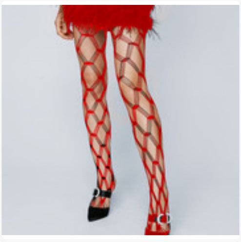 LADIES SEXY HOLLOW STOCKINGS ONE SIZE BLACK / WHITE / RED / PINK