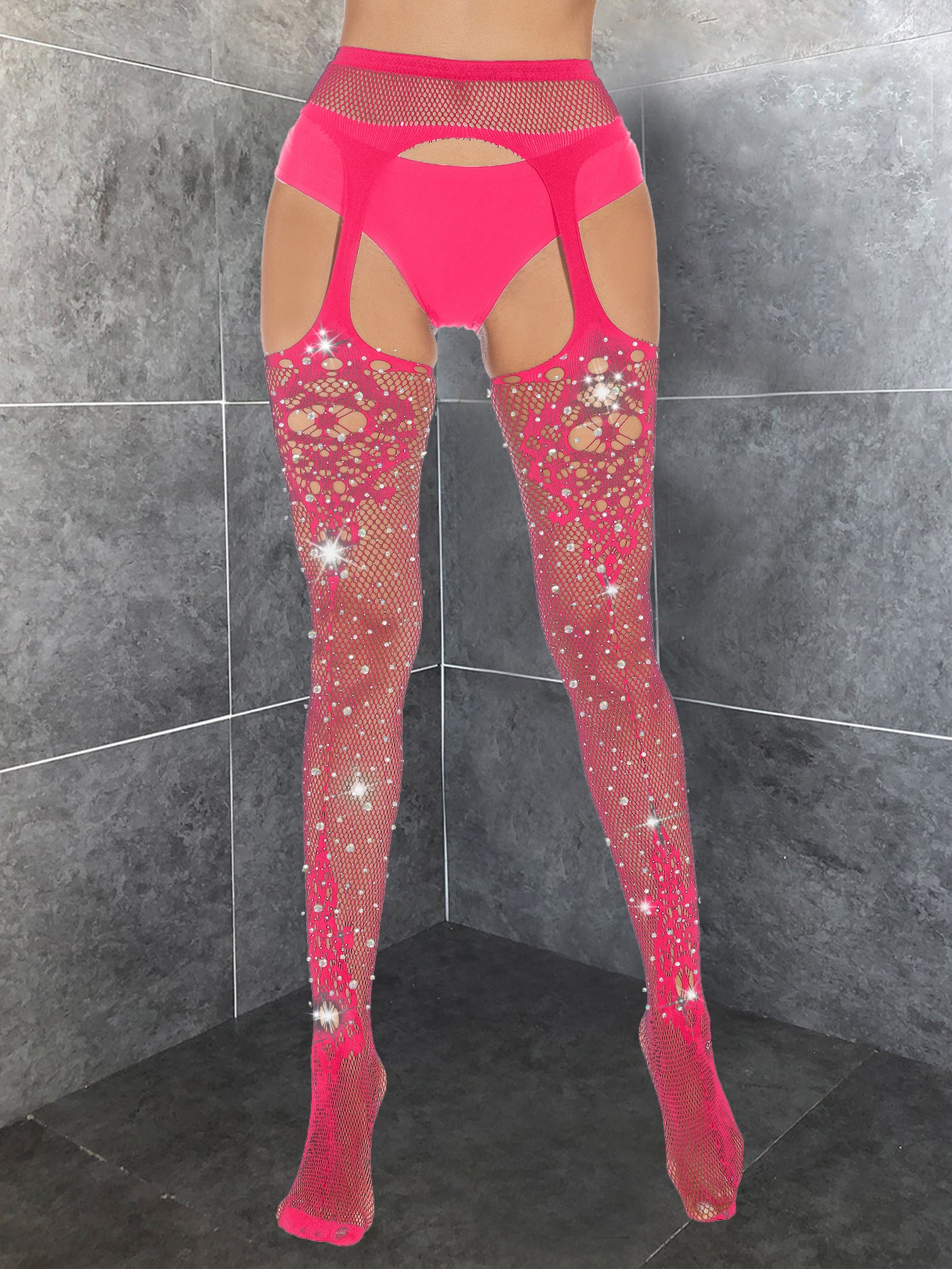 LADIES CUT OUT PANTYHOSE ONE SIZE BLACK / WHITE / PINK
