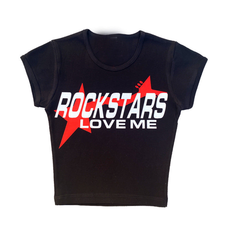 LADIES SHORT SLEEVE CROP TOP BLACK (SIZE S-XL)