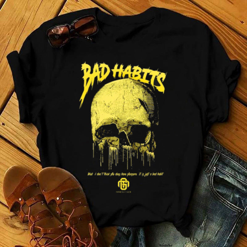 LADIES SHORT SLEEVE T SHIRT (BIGGER SIZES ALSO AVAILABLE) BLACK (SIZE S-5XL)