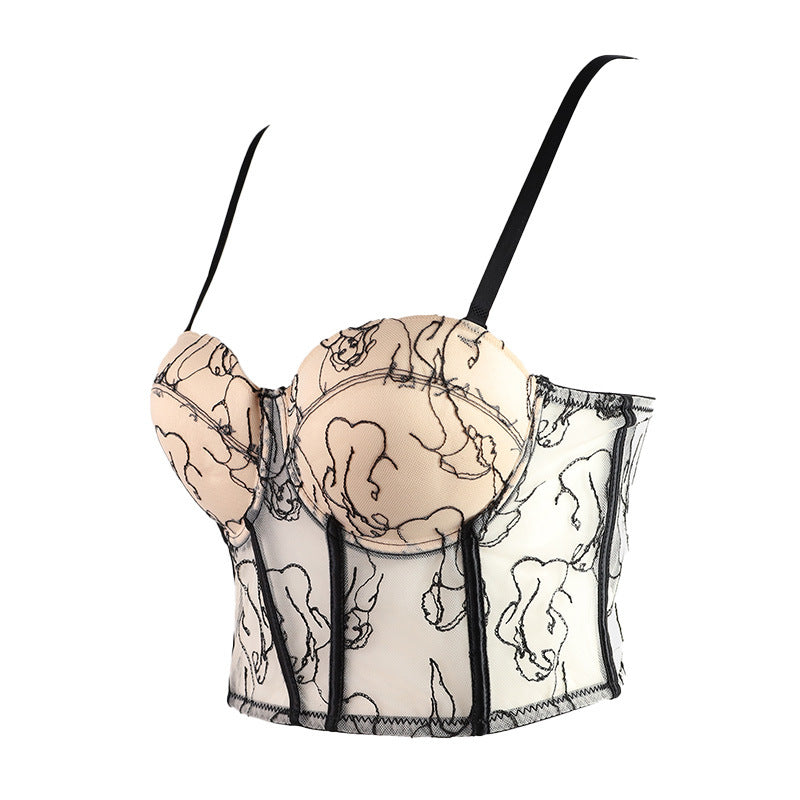 LADIES INTIMATE SEE THROUGH TOP BLACK / BEIGE (SIZE 34B / 36B / 38C / 40C)