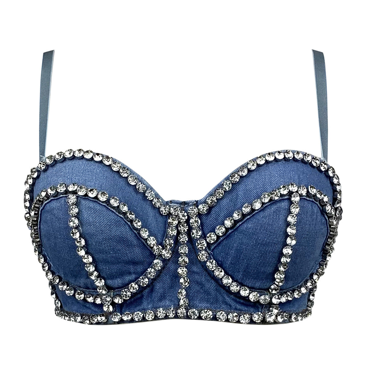 LADIES DENIM CORSET TOP BLUE / LIGHT BLUE / DARK BLUE (SIZE S-XL)